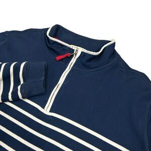 WoolOvers‎ 1/4 Zip Sweater Men's XXL 2XL Blue White Striped Pullover